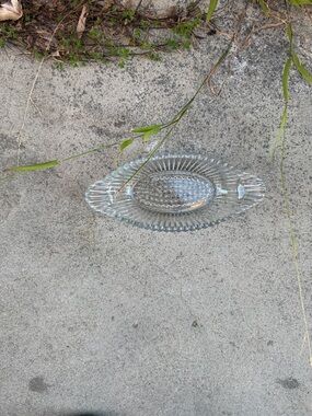Clear Pressed Glass Oval Serving Dish